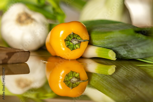 Close-up of vegetables, ready to be prepared for cooking