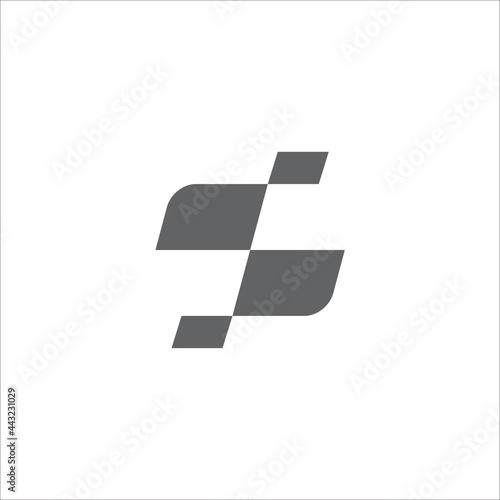 Letter S and racing flag logo vector.