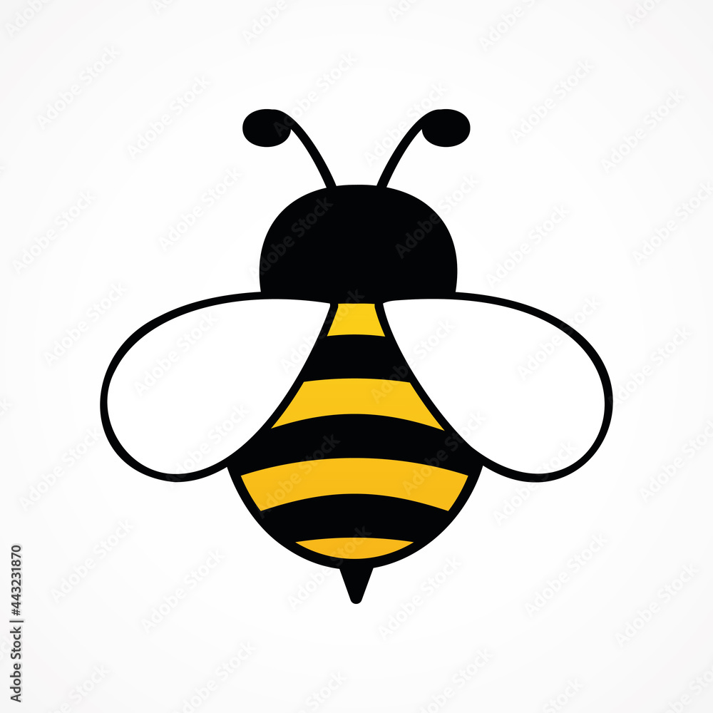 Bee cute character. Cartoon bee with big wings. Vector isolated on white  Stock Vector | Adobe Stock