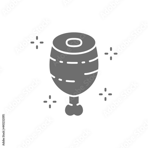 Meat, pork knuckle, prehistoric eat gray icon.