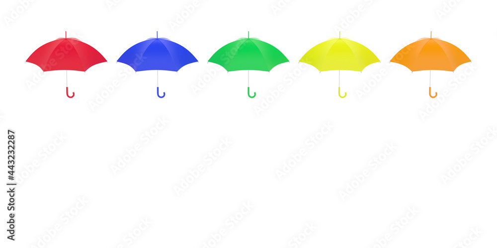 カラフルな5色の傘の3dイラスト Stock Illustration Adobe Stock