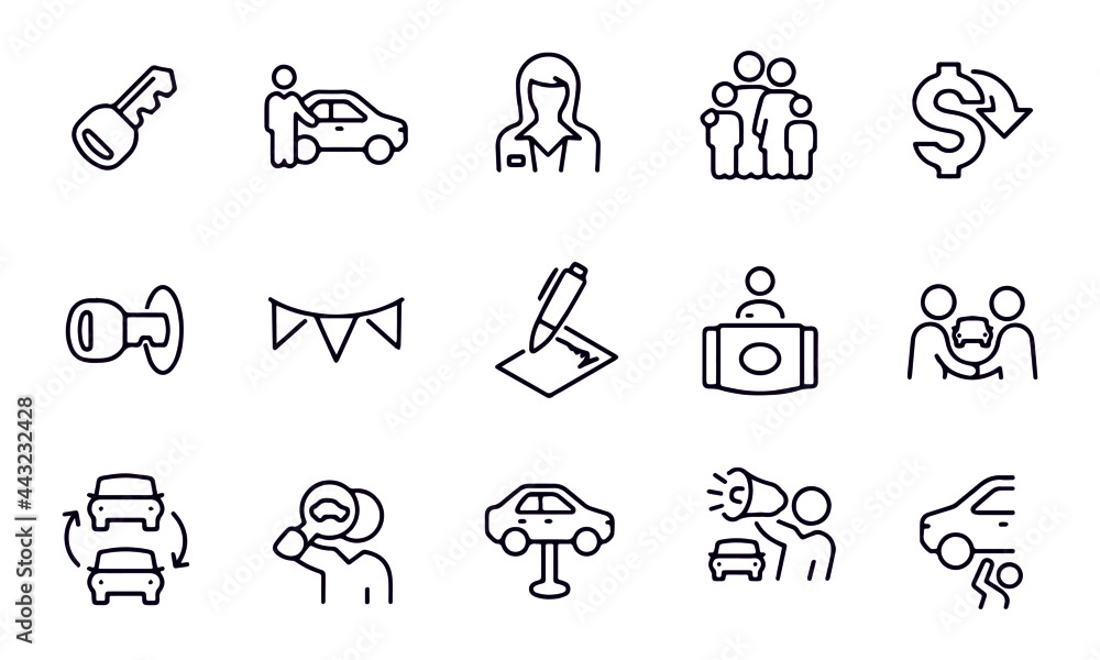 Auto Sales Thin Line Icons vector design Auto Sales Thin Line Icons vector design