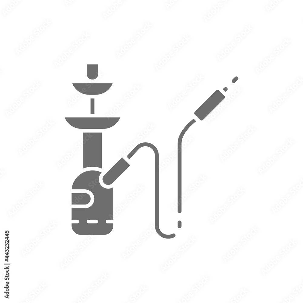 Smoking hookah, tobacco gray icon. Isolated on white background