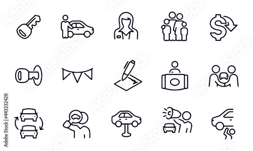 Auto Sales Thin Line Icons vector design 