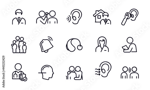 Audiology Thin Line Icons vector design 
