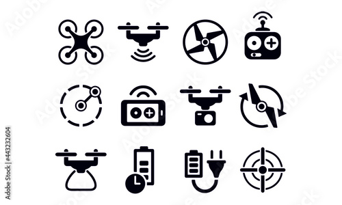 Drone and quad copter icons and symbols