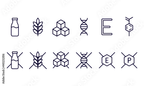 Set of icons - Lactose Free, Gluten Free vector design 