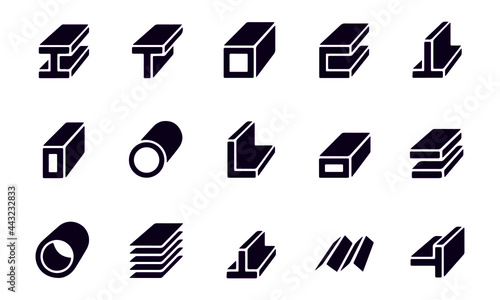  Steel production icons set vector design 