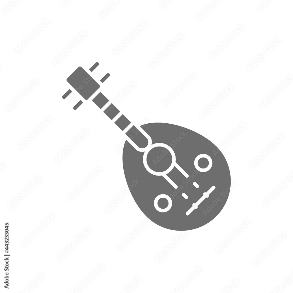 Oud, arab traditional music instrument gray icon. Oud, arab traditional music instrument gray icon.