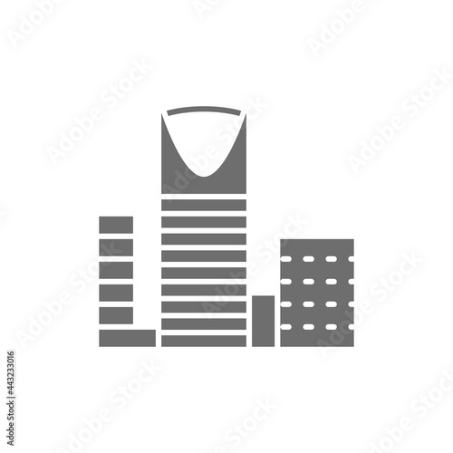 Burj Al-Mamlyak, Kingdom Center, skyscraper gray icon. photo