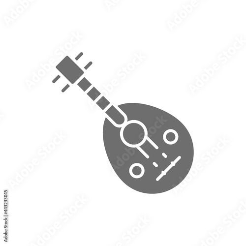 Oud, arab traditional music instrument gray icon.