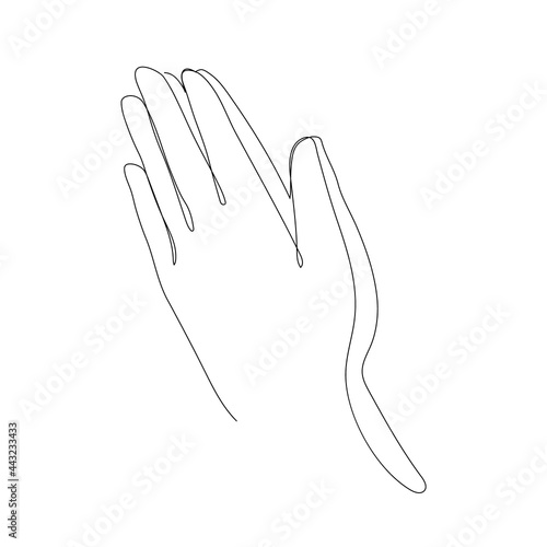 Continuous line art or One Line Drawing of prayer hand, linear style and Hand drawn.- Vector illustrations