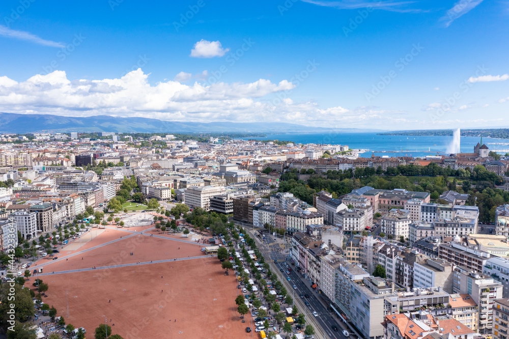 Fototapeta premium Aerial view of plainpalais in Geneva - Switzerland