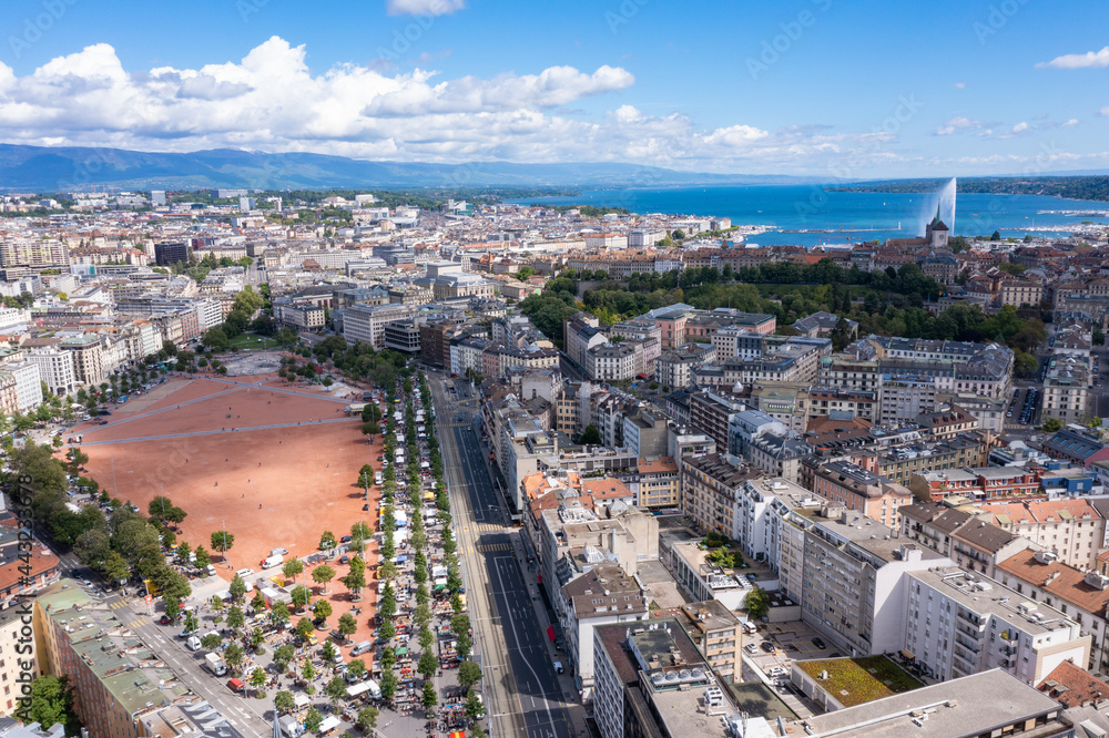 Obraz premium Aerial view of plainpalais in Geneva - Switzerland