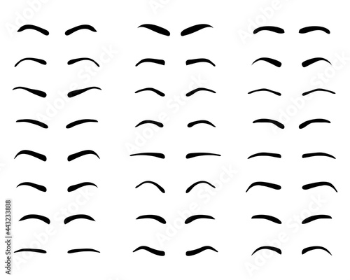Types and forms of eyebrows  tattoo design  black silhouettes