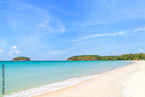Kata Beach with crystal clear water and island, famous tourist destination and resort area, Phuket, Thailand
