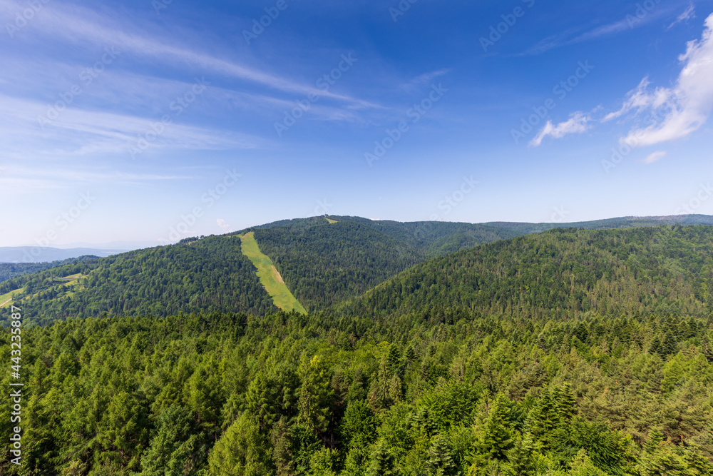 Jaworzyna Krynicka Mountain landscape in Beskid Sadecki in Poland