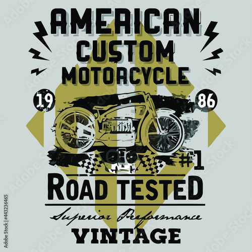 american custom motorcycle vintage terry design vector illustration for use in design and print poster canvas
