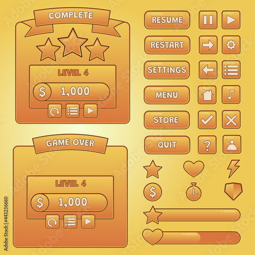 Graphic user interface for casual game Free Vector