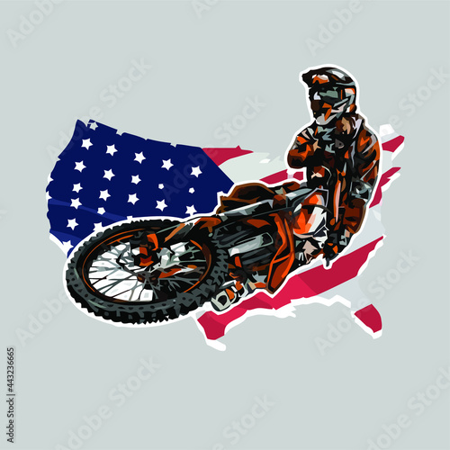 american motocross dirt bike wo long design vector illustration for use in design and print poster canvas