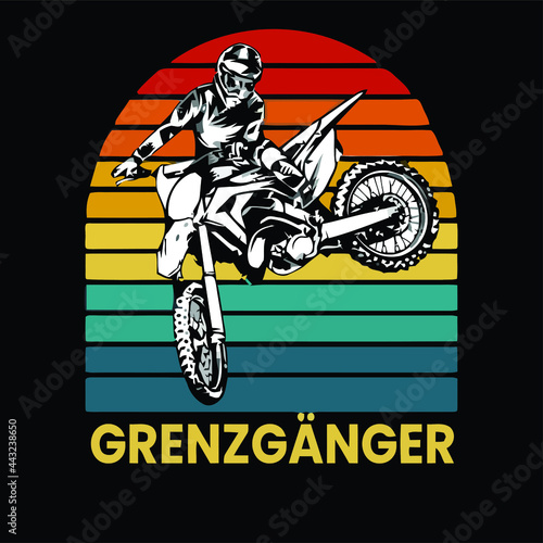 border crosser retro motocross motorcycle design vector illustration for use in design and print poster canvas photo
