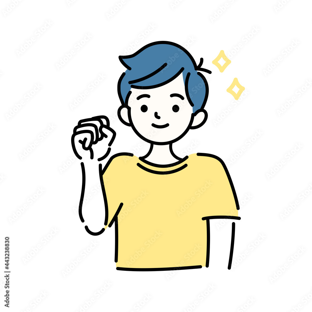 ガッツポーズで応援する男の子のイラスト ガッツポーズで応援する男の子のイラスト