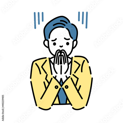 手を合わせて謝る男性のイラスト