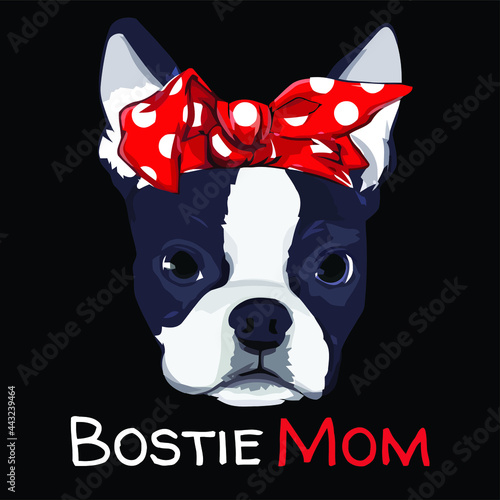 boston terrier mom bostie women girls   poster design vector illustration for use in design and print poster canvas photo