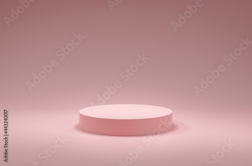 Podium with pink backgound.Cylinder podiums on pink background. Abstract minimal scene with geometrical. Scene to show cosmetic products presentation.Showcase, shopfront, display case, 3D illustration
