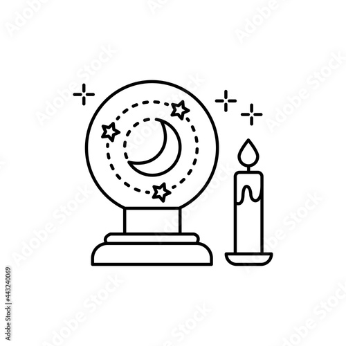 Crystal Ball line icon. Isolated vector element.