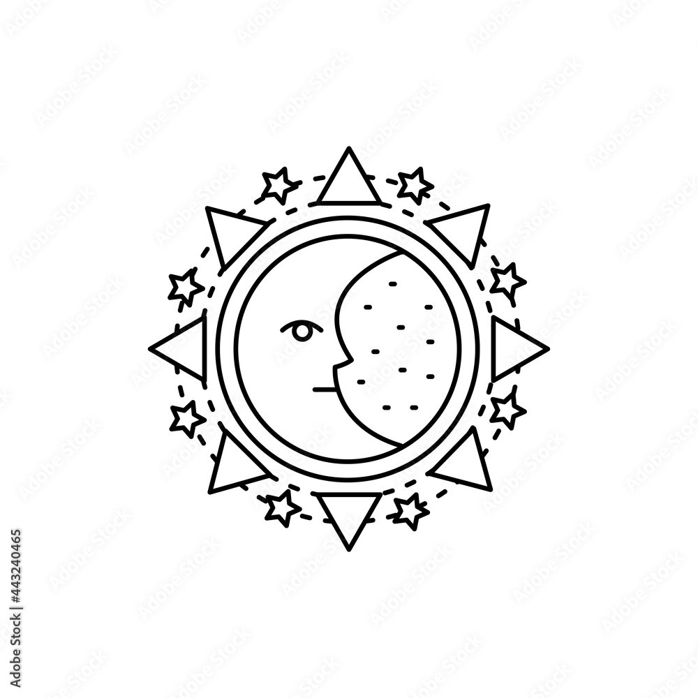 Mystical ornament line icon. Isolated vector element. Mystical ornament line icon. Isolated vector element.