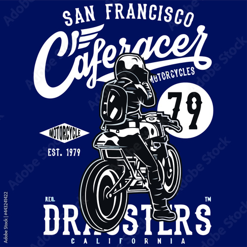 Photo cafe racer   and print design vector illustration for use in design and print po