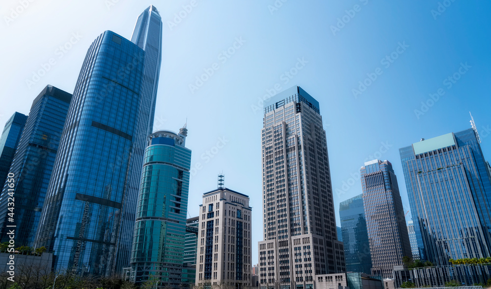 Obraz premium Looking up at Shanghai Lujiazui Office Building