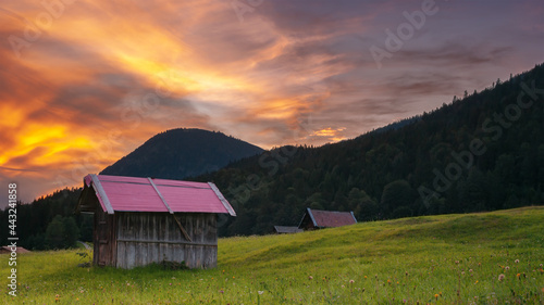 Obraz na płótnie Wooden shed in the Alps Bavaria Germany w salonie