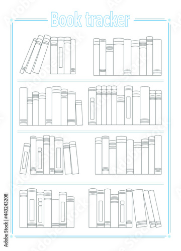 Printable To Read List, Book Tracker, Bullet Journal Planner Insert, Printable Reading List, Book List Printable black and white vector illustration