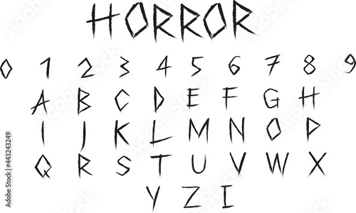 scary alphabet font _ horror vector font