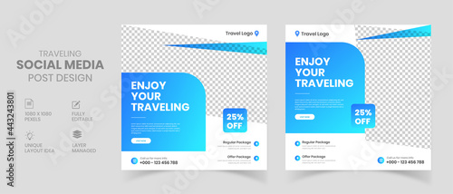 Travel agency service social media template design, Instagram post, Facebook post , banner template