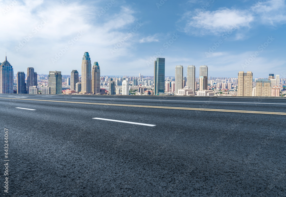 Road and modern city buildings in Tianjin