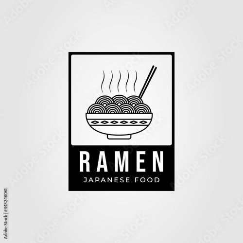 japanese ramen and noodle restaurant logo vector illustration design