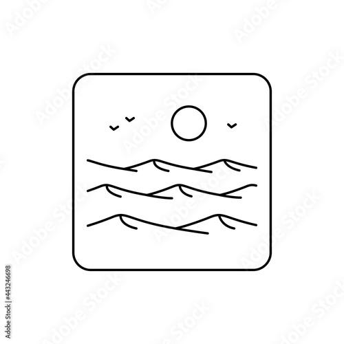 Desert line color icon. Isolated vector element. Outline pictogram