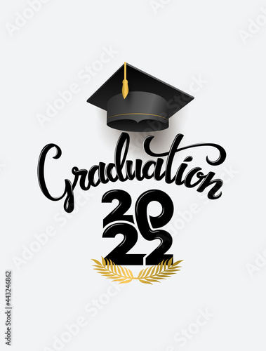 Graduation Class of 2022. Party invitations, posters, banner, lettering design. Template for graduation design, party, high school or college graduate, yearbook. Vector illustration.