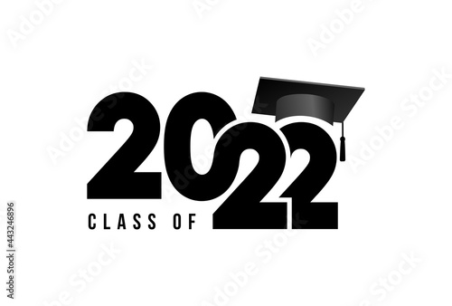 Class of 2022 to congratulate young graduates on graduation. Class 2022. Vector simple black concept. Trendy background for branding, calendar, card, banner, cover.