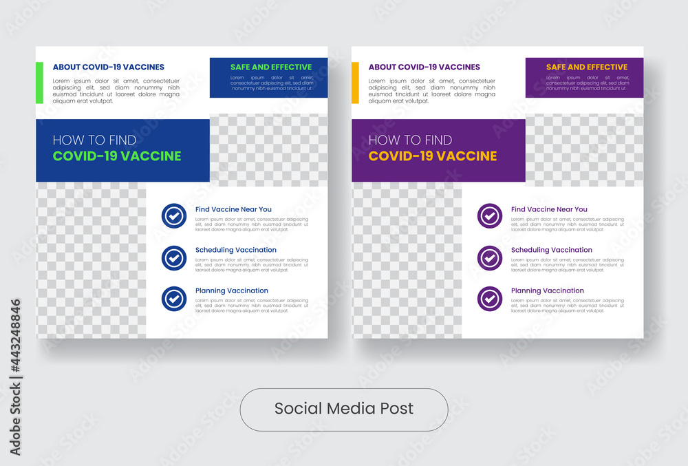 Covid-19 vaccine education social media post banner template set