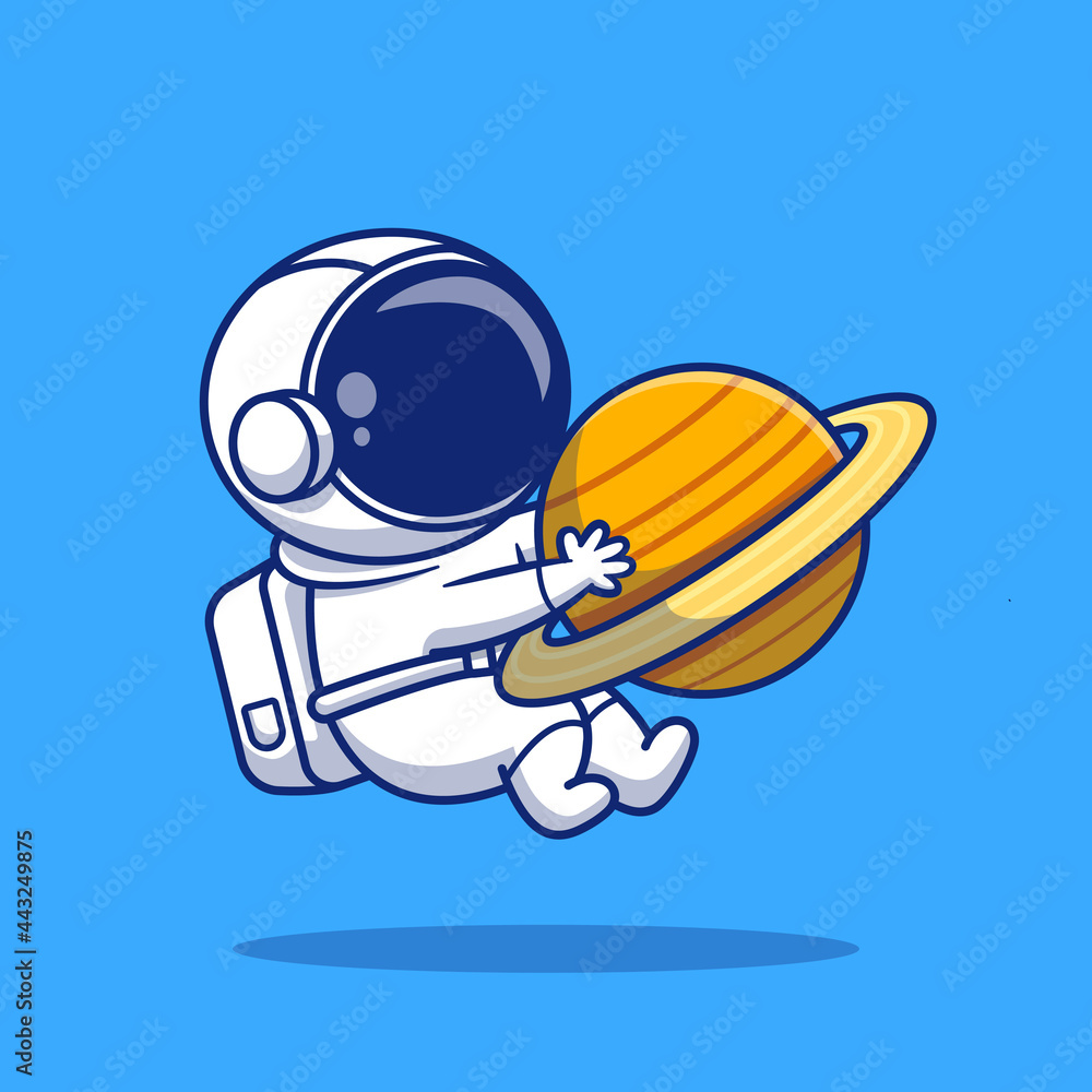 Cute Astronaut Hugging Planet Cartoon Vector Icon Illustration. Space Icon  Concept Isolated Premium Vector. Flat Cartoon Style Stock Vector | Adobe  Stock