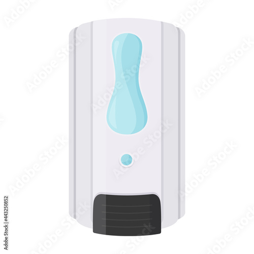 Hand wash. Hand sanitizer. Alcohol-based hand rub. Rubbing alcohol. Wall mounted soap dispenser. Wall hanging hand wash container. Protection from germs such as coronavirus, icon flat design