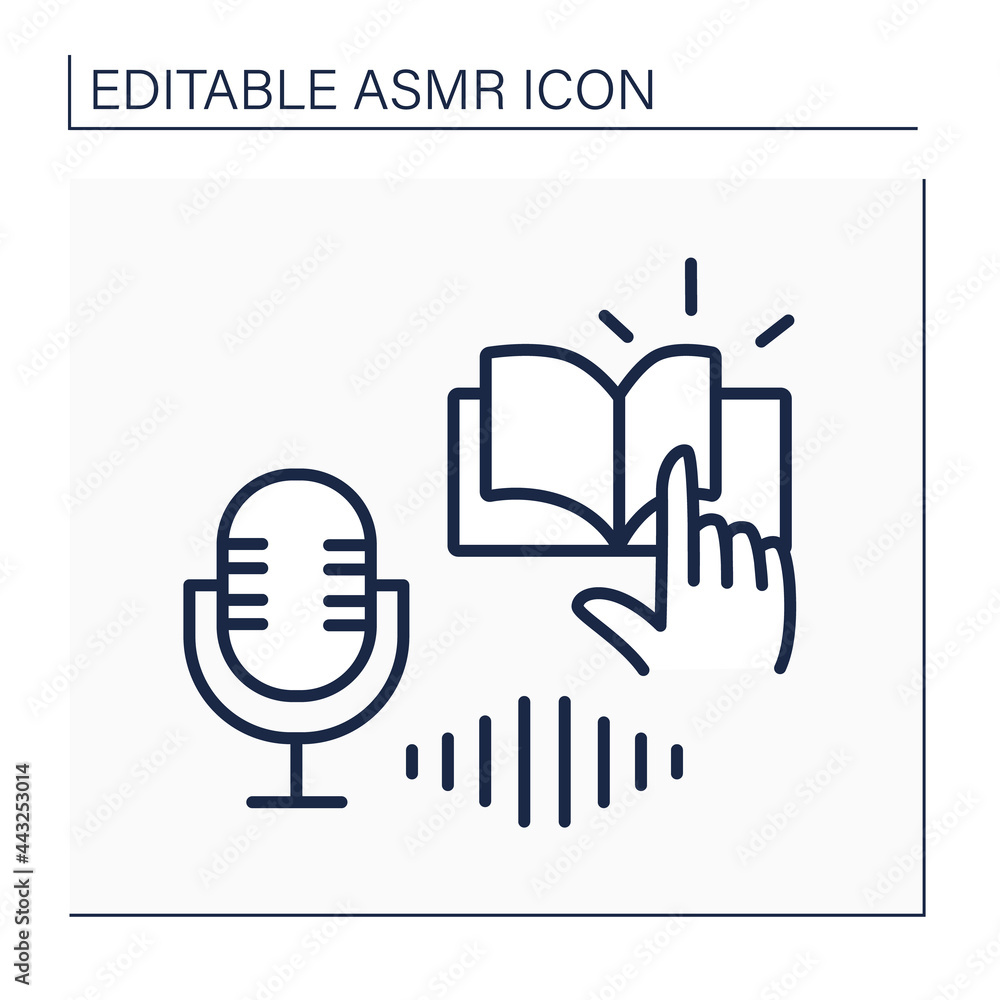 ASMR line icon. Book page turning. Relaxing sound. Internet trend concept. Isolated vector illustration. Editable stroke ASMR line icon. Book page turning. Relaxing sound. Internet trend concept. Isolated vector illustration. Editable stroke