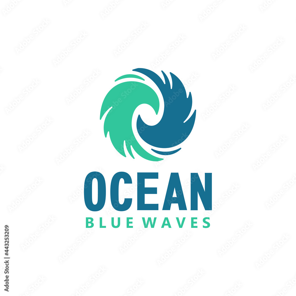 Simple Stylish Ocean Blue Waves Symbol Logo Design Simple Stylish Ocean Blue Waves Symbol Logo Design