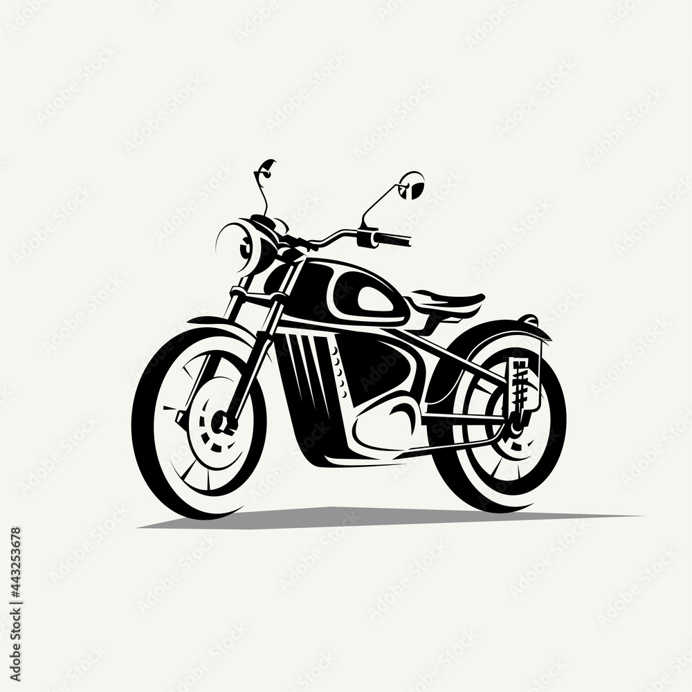 retro motorcycle symbol, stylized vector silhouette
