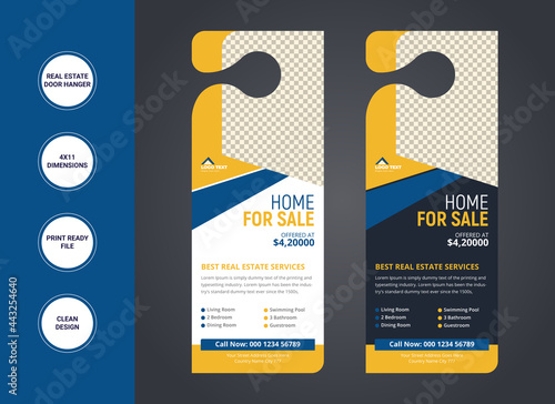 Real estate agency business door hanger template design