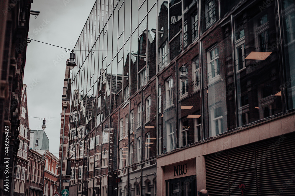 Glas facade buildings in Amsterdam city